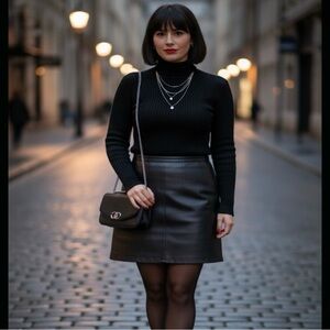Women’s Black Leather Skirt